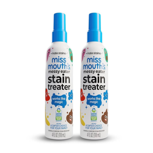 Miss Mouth's Messy Eater Stain Treater Spray - 4oz 2 Pack Stain Remover - Newborn & Baby Essentials - No Dry Cleaning Food, Grease, Coffee Off Laundry, Underwear, Fabric