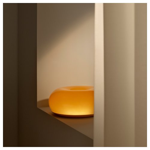 VARMBLIXT LED table/wall lamp - orange glass/round 12 "