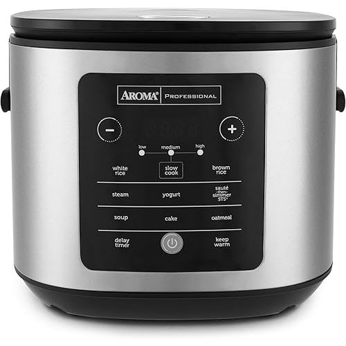 AROMA® 20-Cup Slow Cook Rice Cooker and Brown Rice Cooker with Lift-Out Pot Handles and Silicone Storage Lid — PFAS-Free CoreCoat™ Ceramic