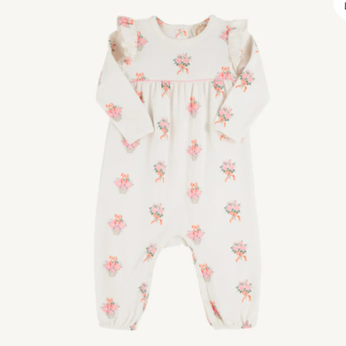 Leigh Ann Angel Sleeve Romper - Nonesuch Stems with Sandpearl Pink