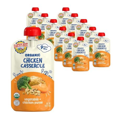 Earth's Best Organic Vegetable + Chicken Puree Chicken Casserole Pouch, 4 oz (Pack of 12)