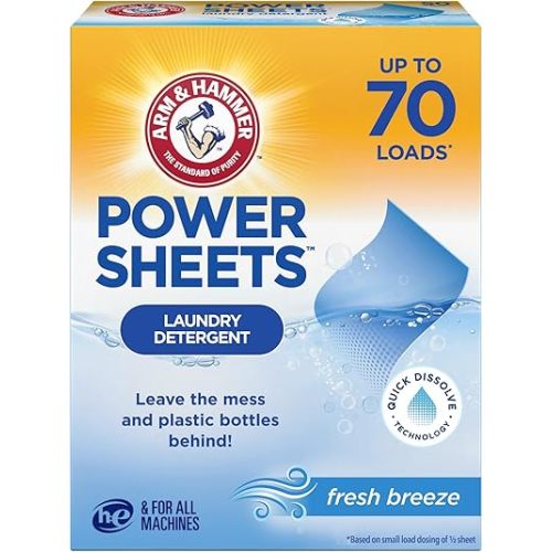 ARM & HAMMER Power Sheets Laundry Detergent, Fresh Breeze, 35 Count