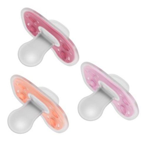 Dr. Brown's Advantage One-Piece Silicone Baby Pacifier, Fully Symmetrical Soother, Pink, 6-18m, BPA Free, 3 Pack