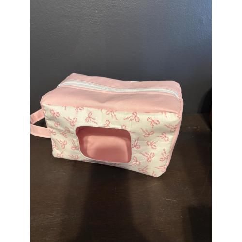 Light Pink Bow Baby Diaper & Wipes Pouch, Portable Travel Organizer for Baby Essentials — Baby Gift, New Mom Must-Have, Nursery Accessory