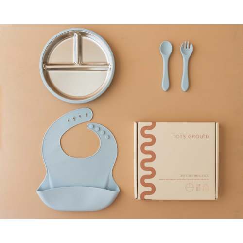 Stainless Steel Baby Feeding Set 6+ Months - Baby Blue