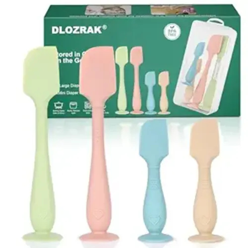 4-Pack Diaper Cream Spatula with Travel Case, Soft Baby Butt Spatula – Silicone Butt Paste Spatula, Convenient Diaper Spatula, Ideal Baby Shower Gift