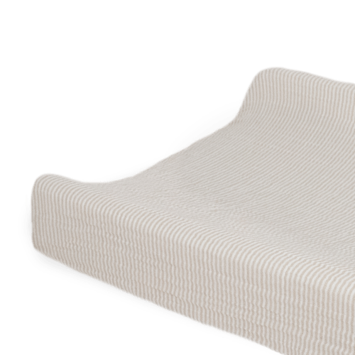 Organic Cotton Muslin Changing Pad Cover - Sand Stripe