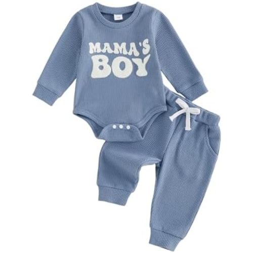 Tsultryofs Baby Boy Fall Clothes Newborn Infant Letter Embroidery Outfit