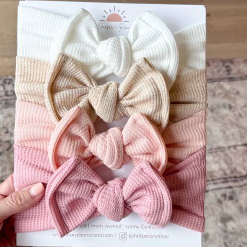 Everyday Essentials Basics (Neutral + Pink) | Waffle Baby Bow Bundle | Top Knot / Newborn | Harper + Remi