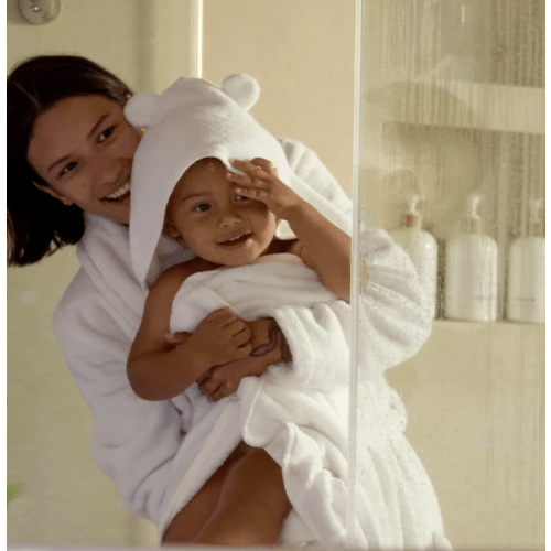 Organic Hooded Toddler Towel: White