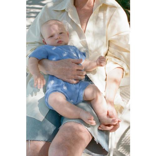 (New Born) CRAB TEXTURED ROMPER - Blue / White | ZARA United States