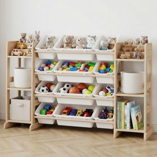 Toy Storage Organizer with 6 Shelves and 12 Bins, Bookshelf/Bookcase, Kids Bin Shelf, Toys Box for Playroom Organization for Bedroom & Room Decor