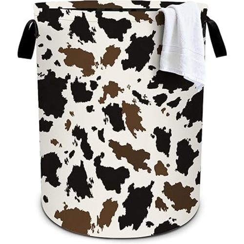 Cow Camo Laundry Basket Storage Bin Foldable Laundry Hamper Clothes Storage Bucket Organizer 19.6x15.7 Inch For Laundry Room/Bedroom/Bathroom