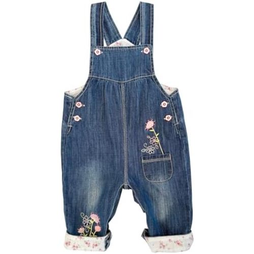 Peacolate 3Months-3Years Baby Girls Denim Overalls Embroidery Butterfly Bib Pants Jeans Jumpsuit
