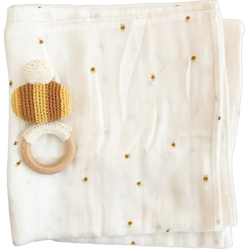 Bee Baby Swaddle and Teether Set, Bee - The Blueberry Hill Play | Maisonette