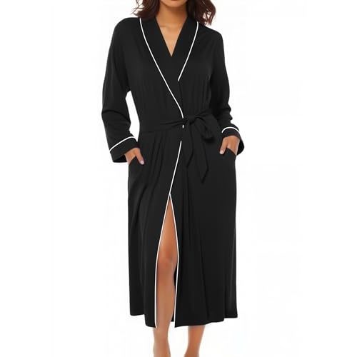 Ekouaer Kimono Robes for Women Long Lightweight Knit Bathrobe Shawl Soft Sleepwear Casual Ladies Loungewear S-XXL