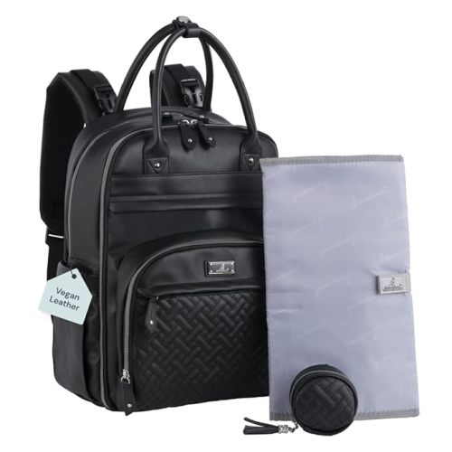 BabbleRoo Leather Diaper Bag Backpack
