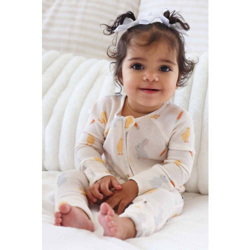 Sweet Peep Bamboo Waffle Convertible Zip Romper