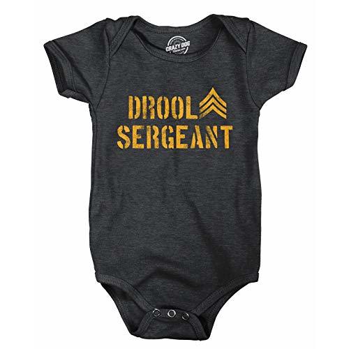 Crazy Dog T-Shirts Drool Sergeant Funny Infant Baby Military Baby Body Suit | Funny Onesies, Graphic Clothes for Baby, Cool Sarcastic Onesie, Super soft blend, Novelty Onesie