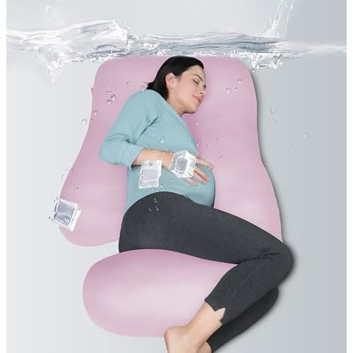 MOON PARK Pregnancy Pillows for Sleeping - U Shaped Full Body Maternity Pillow with Removable Cover - Support for Back, Legs, Belly, Hips - 57 Inch - Purple - Cooling Cover