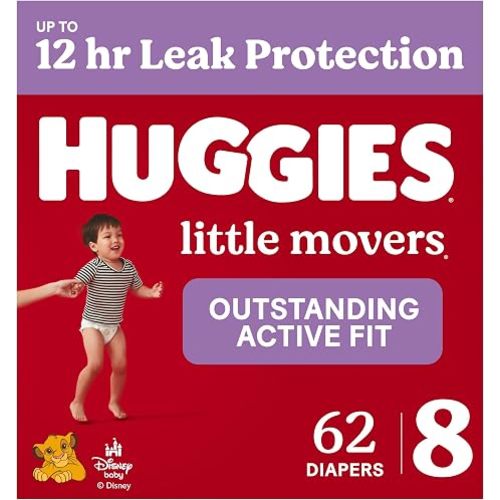 Huggies Little Movers Diapers Size 8, 76 Count (2 Packs of 38)
