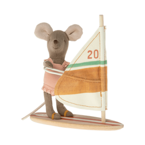 Surfing Sister Mouse with Board - Maileg - Maileg USA
