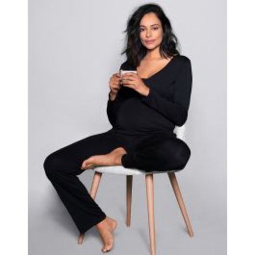 Black Bamboo Lounge Maternity Pajamas