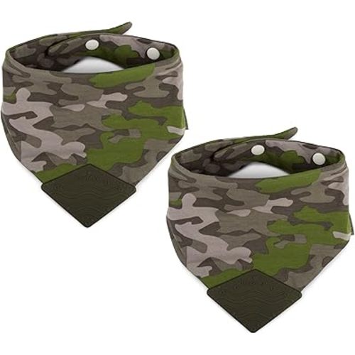 BooginHead Cotton Baby Bandana Teething Bib 2-Pack, Camouflage