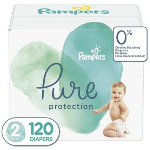 Pampers Pure Protection Disposable Diapers Enormous Pack - Size 2 - 120ct