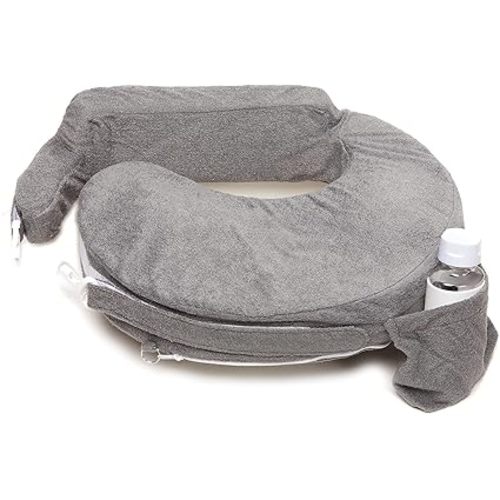 My Brest Friend Nursing Pillow - Deluxe - Enhanced Comfort w/ Slipcover - Ergonomic Breastfeeding Pillow For Ultimate Support For Mom & Baby - Adjustable Pillow W/ Handy Side Pocket, Evening Grey