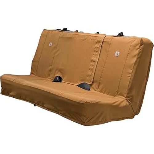 Carhartt Universal Nylon Duck Canvas Automotive Bench Seat Covers, Durable Fitted Full-Size Bench Seat Protection with Rain Defender, Carhartt Brown