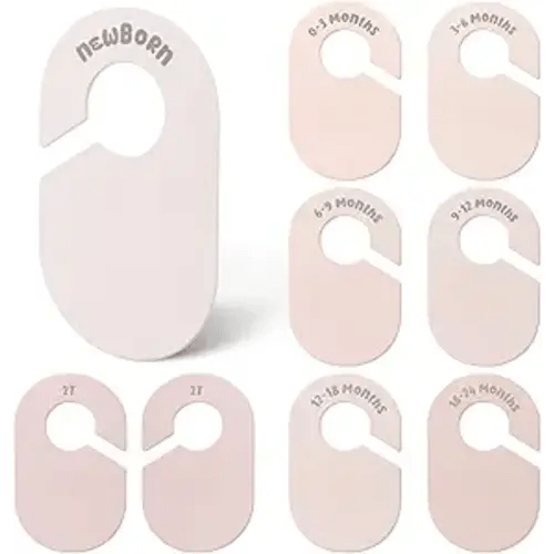 MEILIDY Baby Closet Dividers, Double Sided Nursery Clothes Size Separators for Newborn to 2T, Round, Pink, 8 Pcs