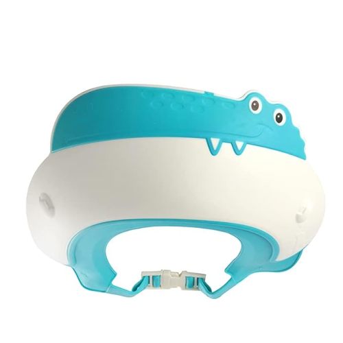 Baby Shower Cap Shield, Shower Cap for Kids, Visor Hat for Eye and Ear Protection for 0-9 Years Old Children,Cute Dinosaur/Crocodile/Hippo shape Makes the Baby Bath More Fun (Dinosaur, Blue)