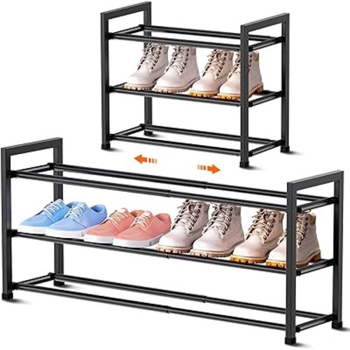 Bumusty 3-Tier Expandable Shoe Rack for Closet