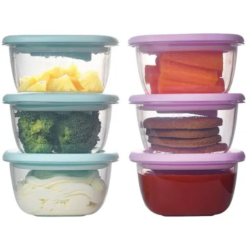 Liname Silicone Baby Food Containers (6 Pack) - Baby Food Storage Containers with Ventilation Valve for Reheating & Rubber Bottom for Easy Frozen Food Release - Baby Led Weaning & Feeding Essentials