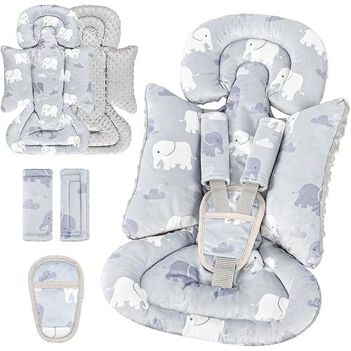 TANOFAR Car Seat Head Support Baby - Infant Car Seat Insert for Newborn Girls Boys - Soft Carseat Head Support for Infant - Newborn Carseat Insert for Car Seats, Strollers, Swings, Bouncer (Elephant)