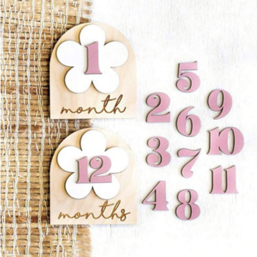 A Set Of Baby 1-12 Months Wooden Cloud Milestone Baby Growth Record Photo Atmosphere Props ,Memorial Photo Prop, Double-Sided Mileage Plate Pendant Hanging Baby Monthly Milestone Cards,Wooden Newborn Milestone Monthly Cards | SHEIN USA