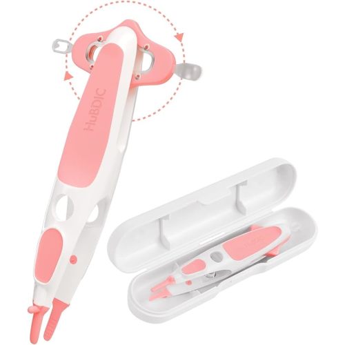 HubiBaby 3 in 1 Baby Nose Cleaning Tweezer Booger Remover and Baby Ear Wax Removal Tool with Soft Silicone Dual Ear Wax and Safe Nasal Picker for Newborns Infants & Toddlers (Pink)