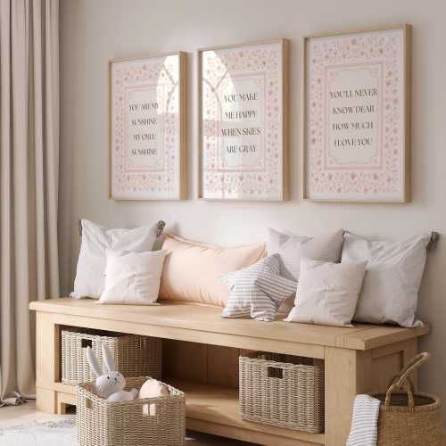 You'll Never Know Dear Nursery Wall Art, Farmhouse Girl's Room Decor Print, Floral Poster, Vintage Nursery Rhyme, Floral Nursery Kids Room