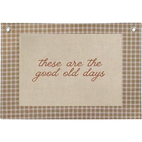 NaZaUK These Are The Good Old Days Wall Hanging Canvas Banner, Vintage Kids Wall Art Decor, Vintage Boys Room Decor, Inspirational Canvas Banner for Boys Girl Room Bedroom Decor (Cream) 20x30 Inch