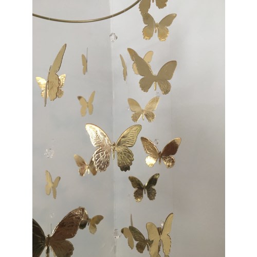 Gold Butterfly Mobile: Embossed Card Stock Butterflies & Crystals