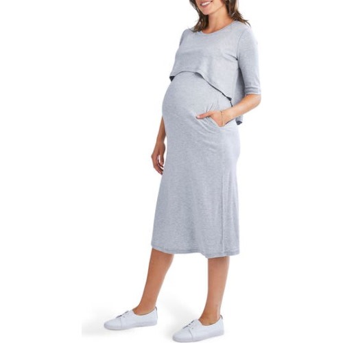 Popover Bodice Jersey Maternity/Nursing Dress, XX-Large