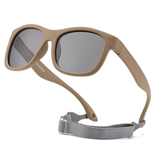 HJSTES Polarized Baby Sunglasses for Toddler Boys Girls, TPEE Flexible Frame with Strap, for Infant Age 0-3