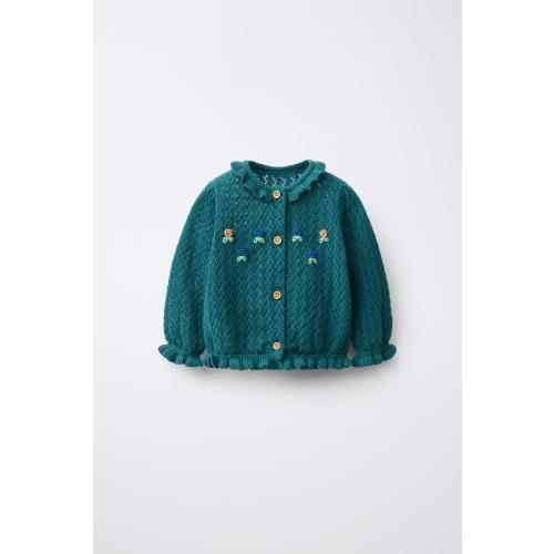 Floral Embroidery Knit Cardigan