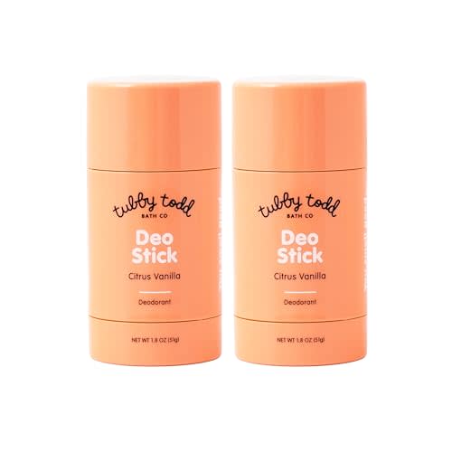 TUBBY TODD Deo Stick - Kids Deodorant - Aluminum-Free, Baking Soda-Free, Citrus Vanilla Deodorant for Sensitive Skin - Odor Protection with Tapioca Starch & Magnesium - Safe for Kids & Tweens - 2Pk