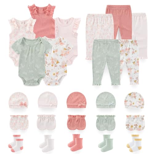 Unisex Baby Boy Girl Pant Sets Bodysuits Hats Gloves Socks Accessories 25 Pack Cotton Infant Practical Outfit
