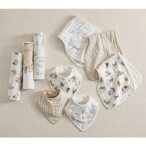 Disney's Winnie the Pooh Organic Muslin Bib, Burp and Swaddle Set