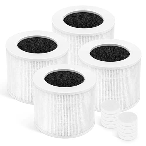 Core Mini Replacement Filter Compatible with LEVOIT Core Mini Air Purifier, 3-in-1 Upgraded Filtration Core Mini-P Replacement Filter with Activated Carbon, Compared to Part # Core Mini-RF, 4 Pack