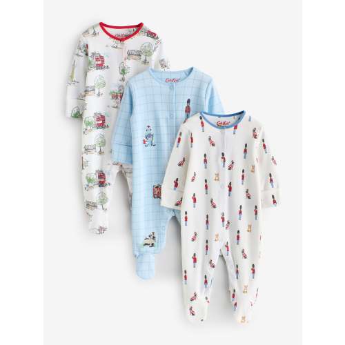 Blue/White Cath Kidston Baby Sleepsuits 3 Pack