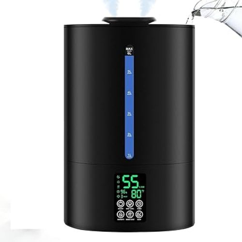 6L Humidifiers for Bedroom Large Room Home,Cool and Warm Humidifier for Baby and Plants Hot Mist Top Fill Desk Humidifiers Oil Diffuser,Quiet,Adjustable Mist,360°Nozzle-Black(2026 Upgraded)